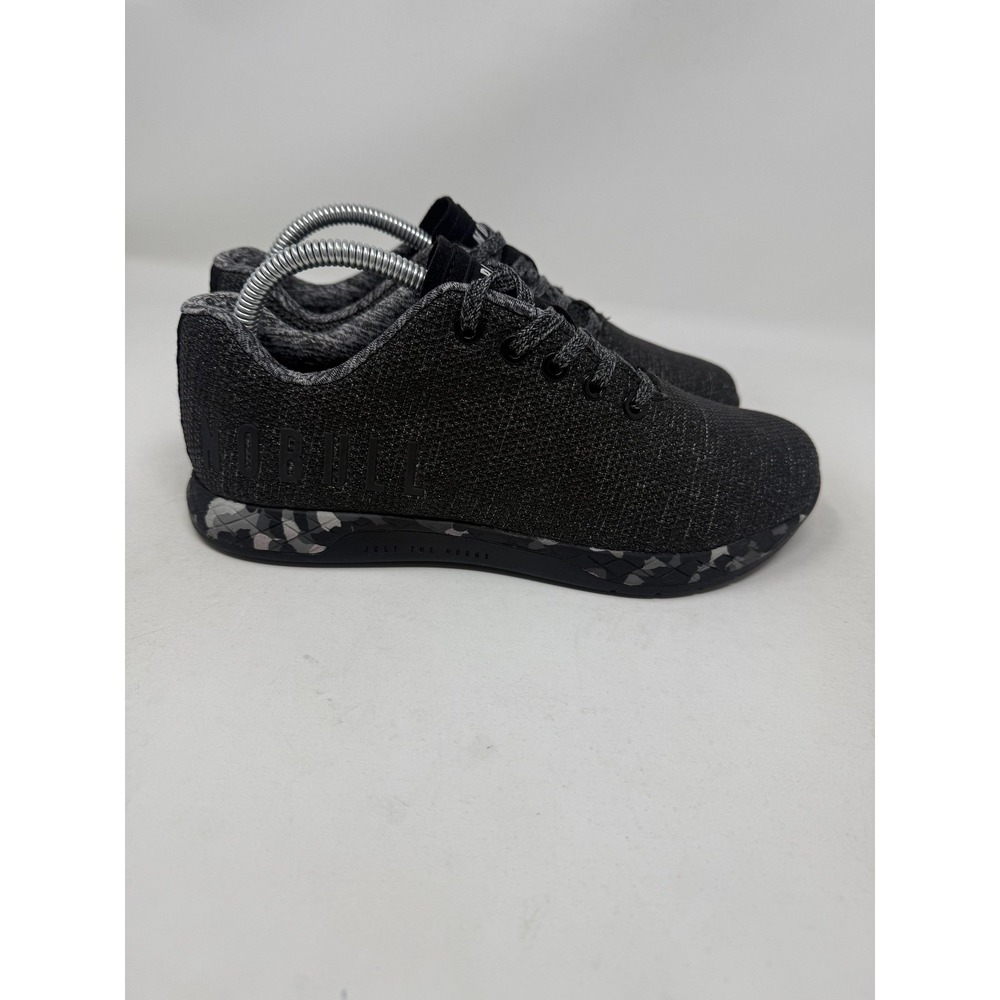 NOBULL Trainer Shoes Mens Size 7 Black Gray Knit Camo Sole Athletic Sneakers